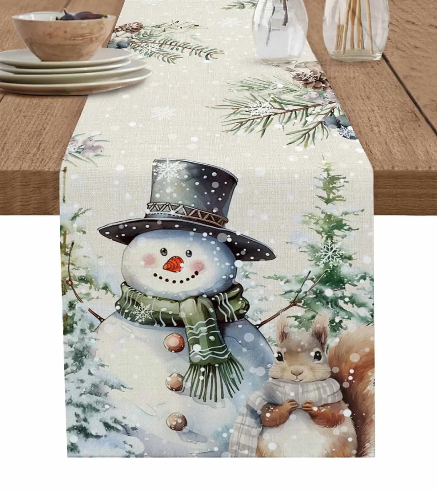 

Різдво Листя ялиці Сніжинки Дерев яне зерно Льняні доріжки Кухонне прикраса Доріжки для столу Фестивальна вечірка 46x183cm