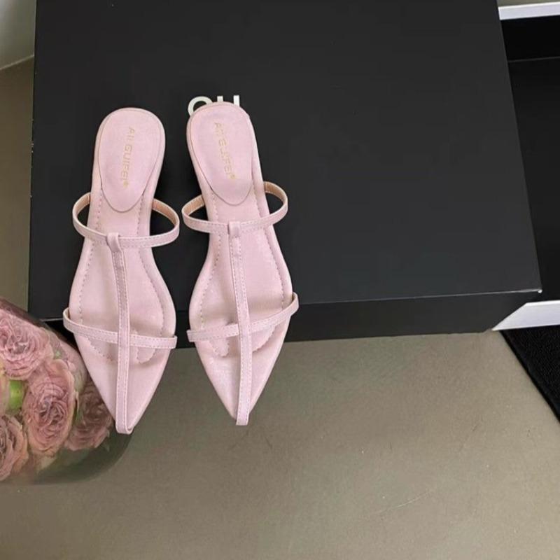Fashion New Style Women's Shoes Narrow Band Heels Women Sandals Fashionable Pointed Toe Toe Jump Pump Stripper Party Women's Slippers