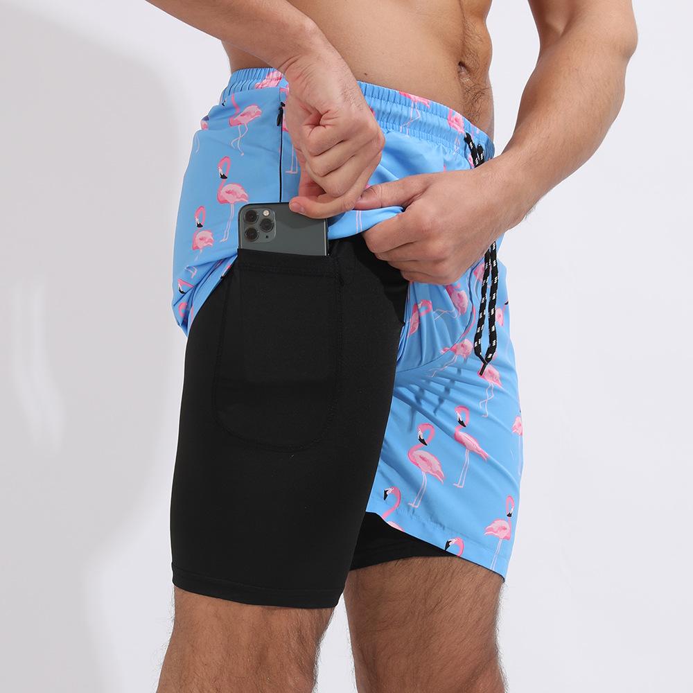 Muscle Men's Summer Sports Cacual Shorts Fitness Running Quick-Dry Beach Shorts Printed Loose Size Summer Shorts with Pockets