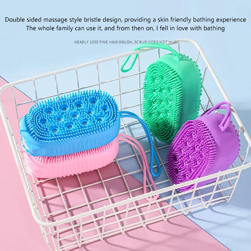 Scrubber de corp din silicon pentru duș Scrub exfoliant Burete pentru baie cu bule Perie de masaj Dispozitiv de curățare pentru curățarea pielii Accesorii pentru baie