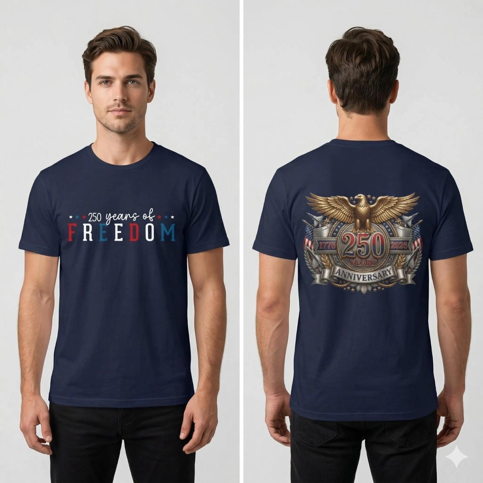 250th Anniversary American Eagle Freedom Double Sided Patriotic Tee T-Shirt XXL