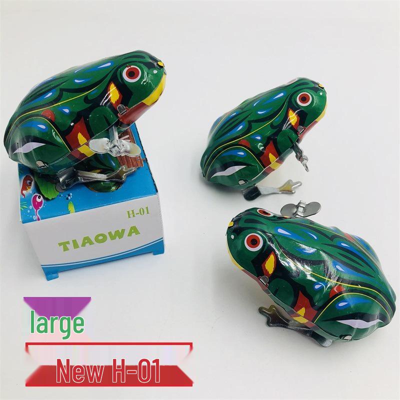 Tin Wind-up Animal Toy Set: Frog, Rooster, Rabbit, and Mouse - Nostalgic Spring-wound Toys for Children.