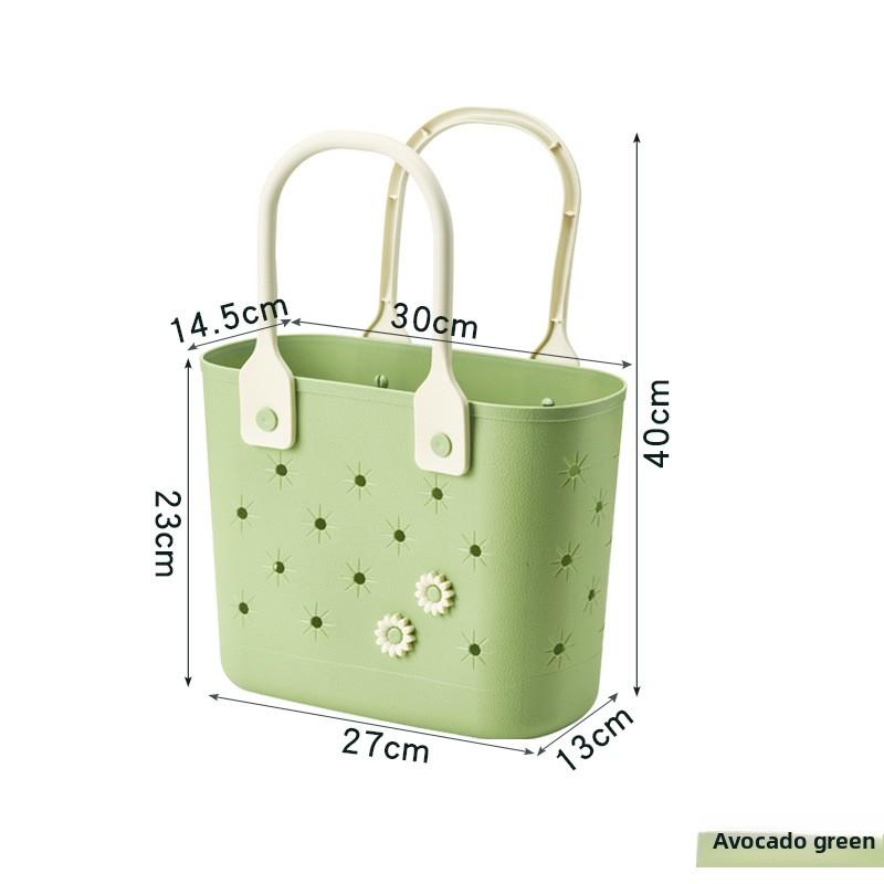 Portable Picnic Basket - Cream-colored Outdoor Soft Material - Bottom for Draining Water - Washroom and Bathing Area Storage Basket