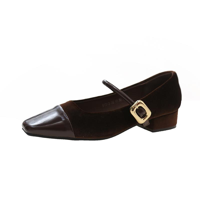 

Новые весенне-осенние модные одиночные туфли в корейском стиле с квадратной головкой, обувь Mueller 40 темно-коричневого