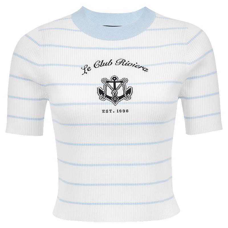 

VEROMODA Women s Lyocell Blend Printed Striped Knit Crop Top XS