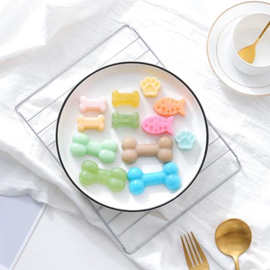 2 Stück Silikonform 12 Mulden Knochen Fisch Katzenpfotenabdruck Antihaft