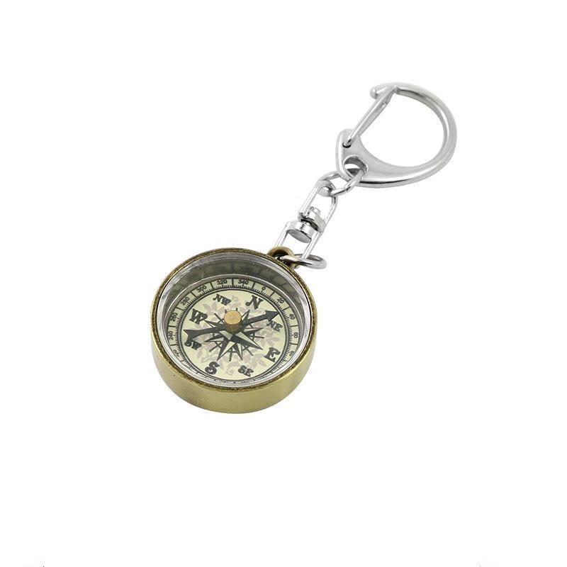 Retro Keychain Compass with Chain (6-Pack)