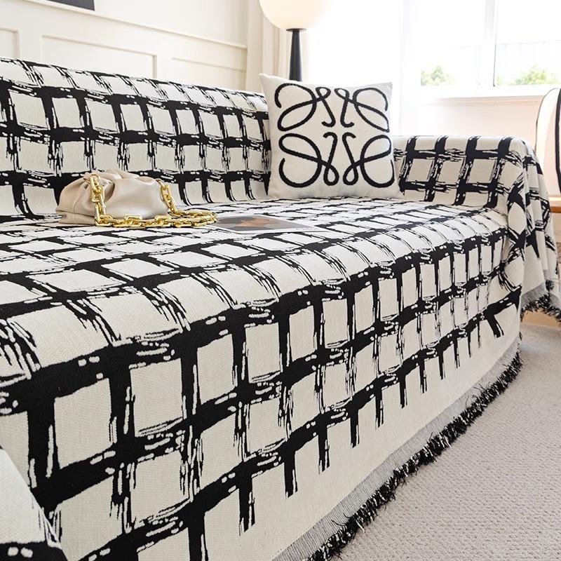 Chenille Sofa Towel Four Seasons Universal Striped Sofa Cover Cloth Simple Modern Thickened One-Piece Sofa Cover Blanket