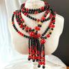 Vintage High Quality Natural Black Agate Chalcedony Contrasting Collarbone Chain Necklace Sweater Chain