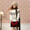 SanCai 2025 Winter Fair Isle Off-Shoulder Pullover Sweater