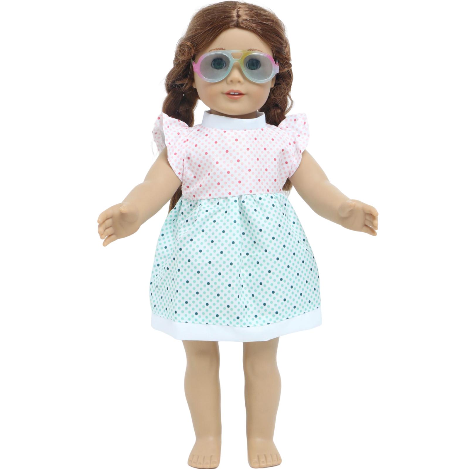 

Платье для кукол 18 дюймов, одежда с очками, модный игровой набор, аксессуары для кукольного домика, наряд для куклы 45 см, игрушка для девочек, подарок на день рождения(НЕТ КУКЛ)
