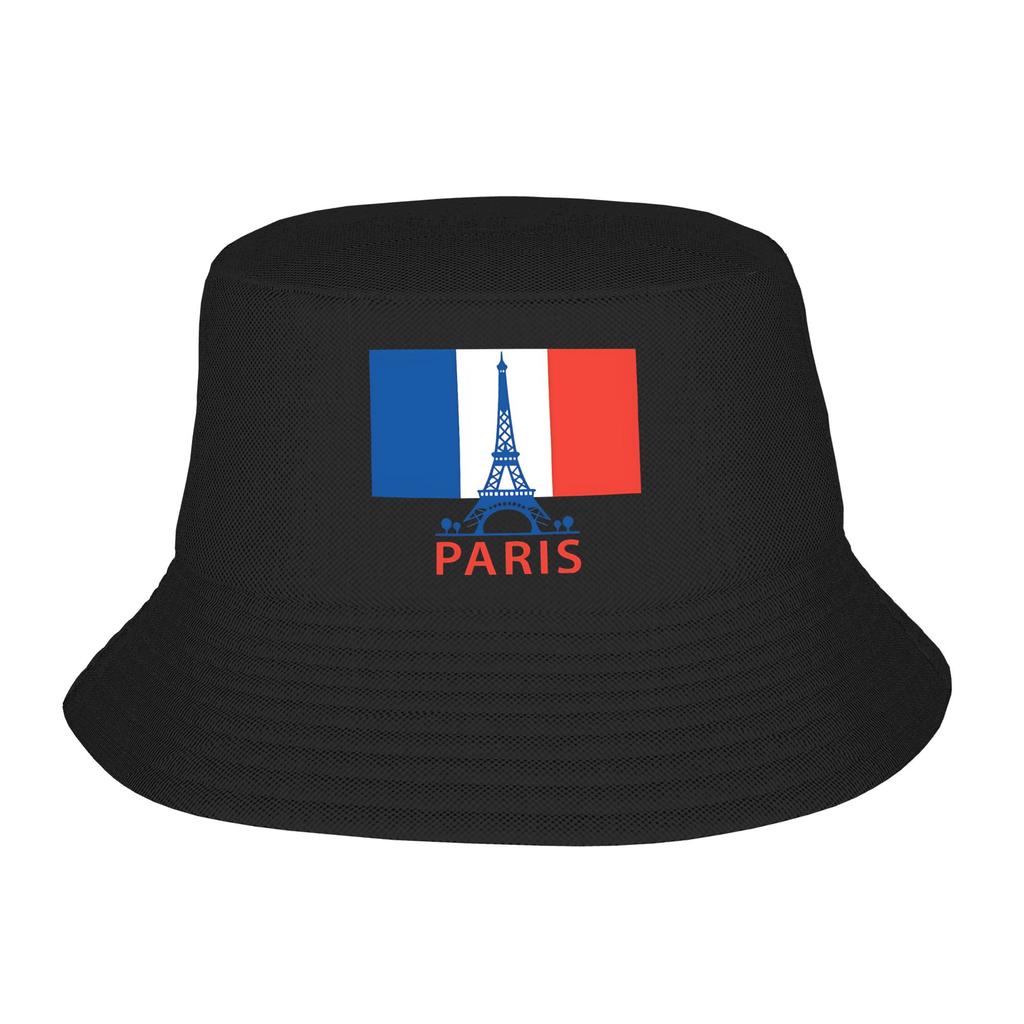 Paris Eiffel Tower And French Flag Bucket Hat Spring FisherUnisex Hats For Unisex Women Portable Hunting Caps Streetwear Sun Hats