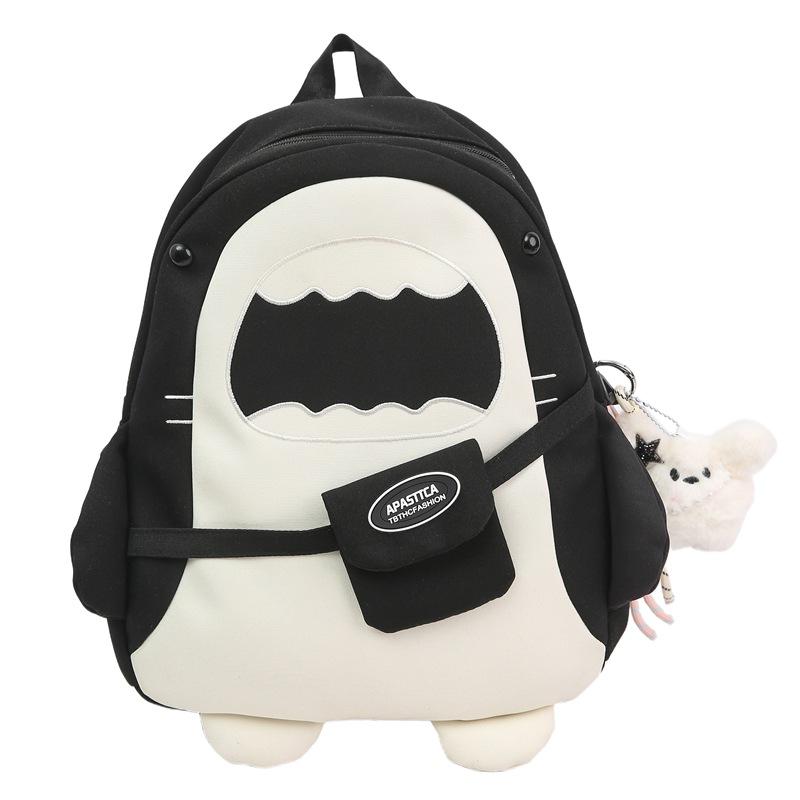 New Cartoon Girl Backpack for Both Men and Women  Large Capacity  Multi Functional  Lightweight and Simple Shark Backpack