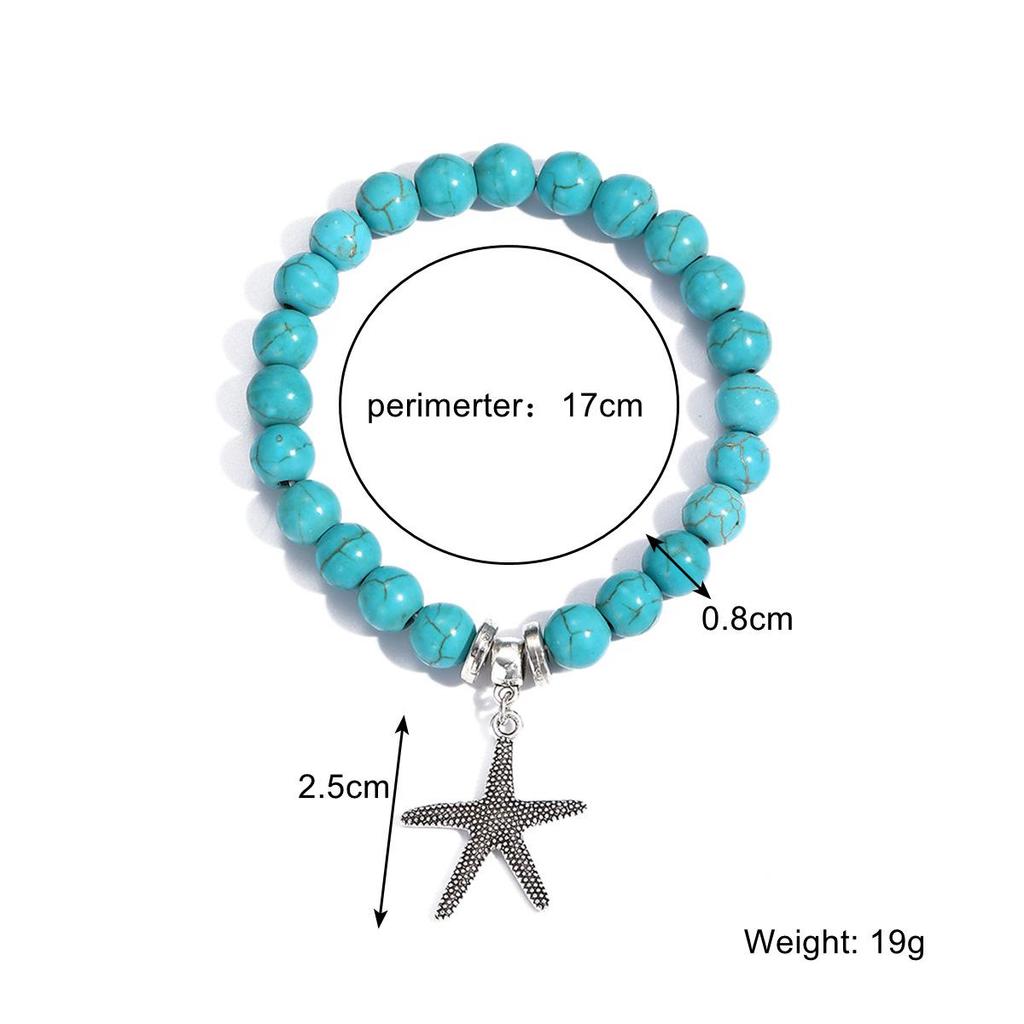 Vintage Turquoise and Natural Stone Bead Bracelet Set