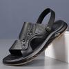 Men's Sandals Leather Summer Cowhide Beach Shoes 2025 New Car Wear Non-slip Dual-purpose Dad Men's Sandals