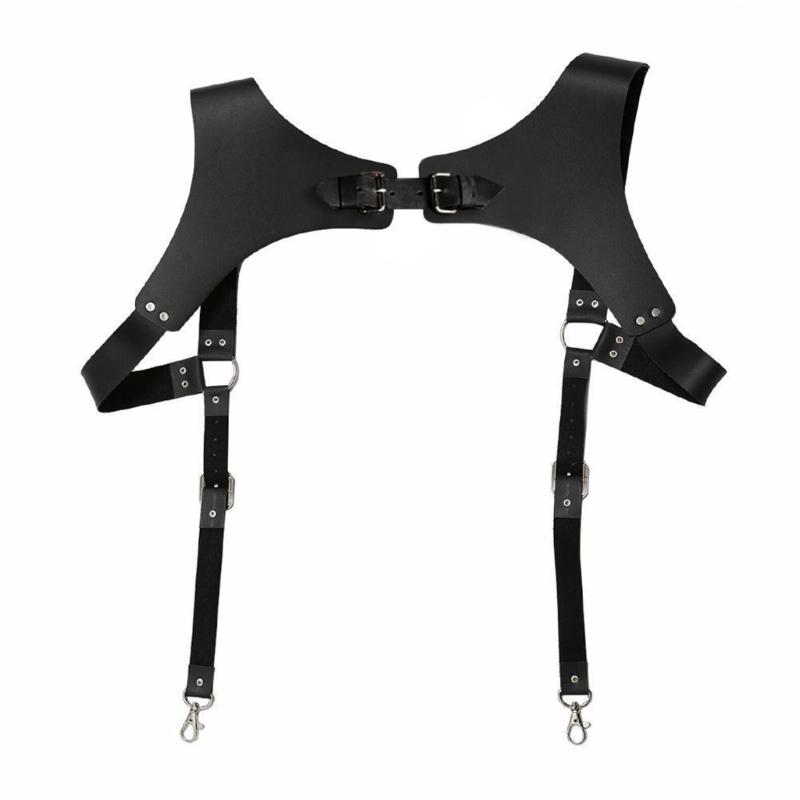 PU Leathers Suspenders for Men, Vintage Men Harness Punk Apparels Strap Chest Shoulder Belt Accessories