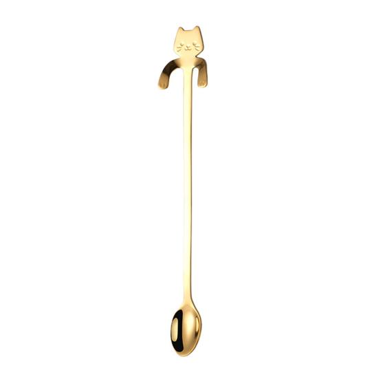 304 Stainless Steel Coffee Spoon, Hanging Cat Spoon for Mugs Tall Cups, Long Handle Tea Stirring Spoon, Ideal for Desserts & Ice Cream Lovers