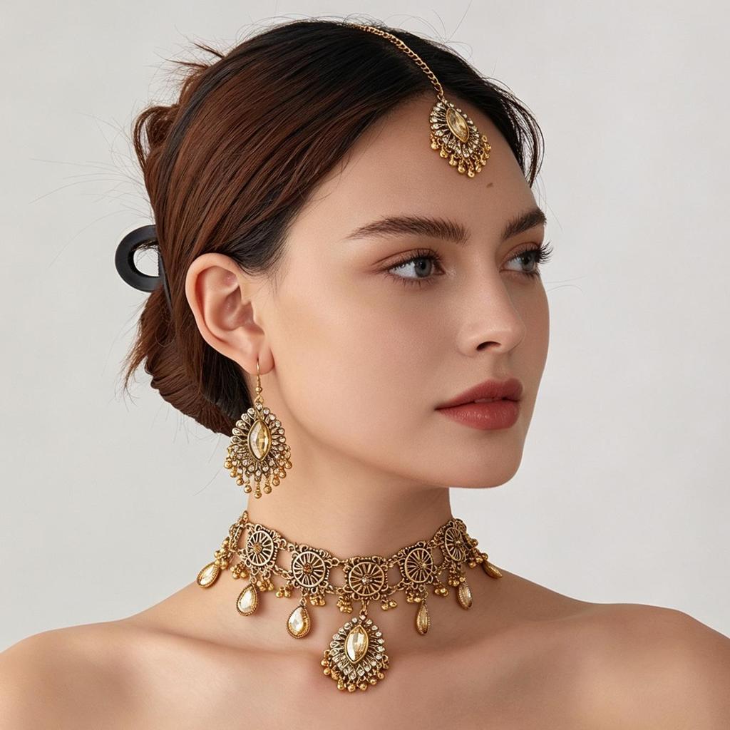 European Exotic Classical Dignified Earrings: Filigree Water Drop Jewelry Set