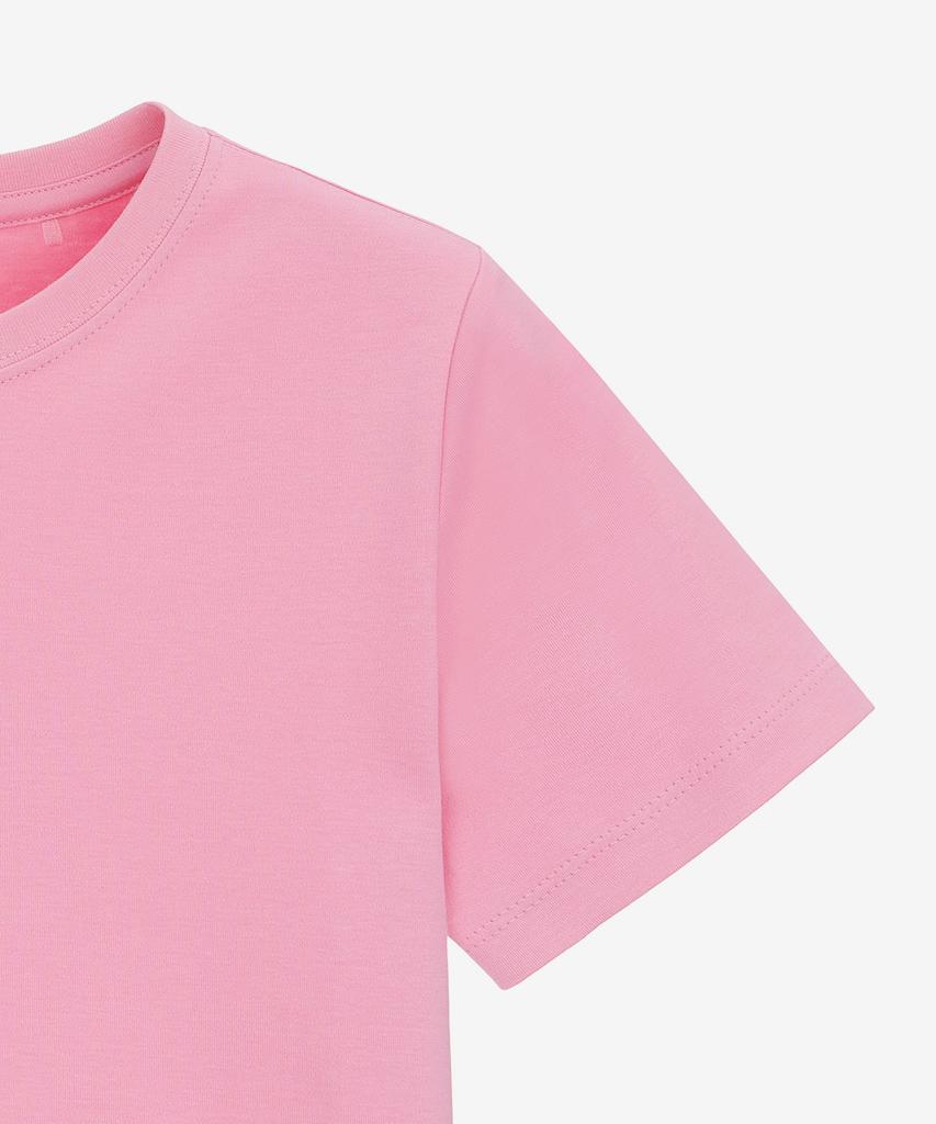 BASIC HOUSE Women'S Round Crop Short Sleeve T-Shirt Pink Lats0202