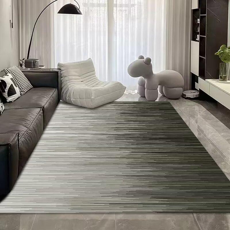 Simple Light Luxury Thickened Crystal Velvet Carpet, Living Room Bedroom Coffee Table Floor Mat, Blue Abstract Ink Carpet