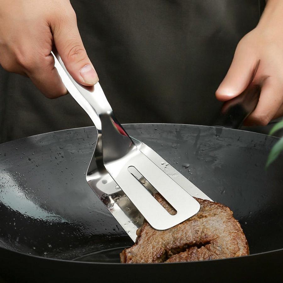 Stainless Steel Steak Clips Multifunctional Spatula Double-Sided Cooking Tongs For Fish Meat Pizza Kitchen Baking Tools