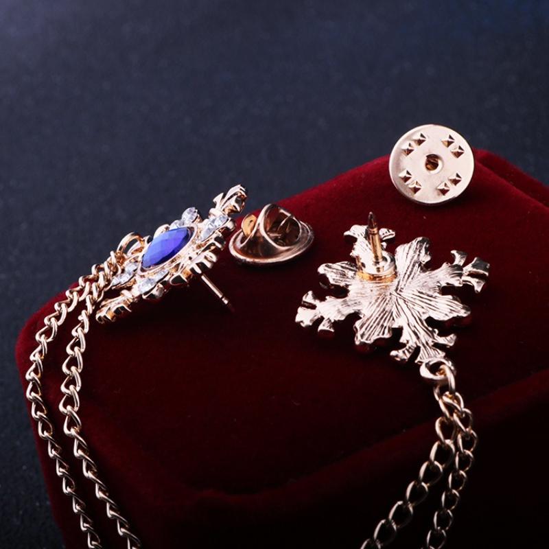 Fashion Cross Collar Chain Gothic Rhinestone Cross Collar Pin with Fringe for Men Women Bohemian Shirt Accessory Brooch Lapel Pin