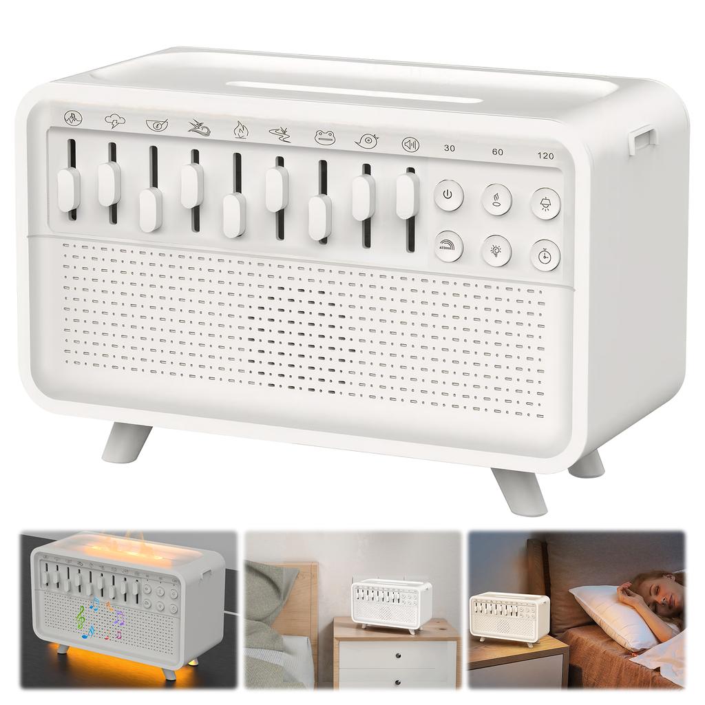 LED White Noise Speaker with 8 Nature Sounds Portable BT Speaker Timer Essential Oils Humidifier for Bedroom Living Room Bedside