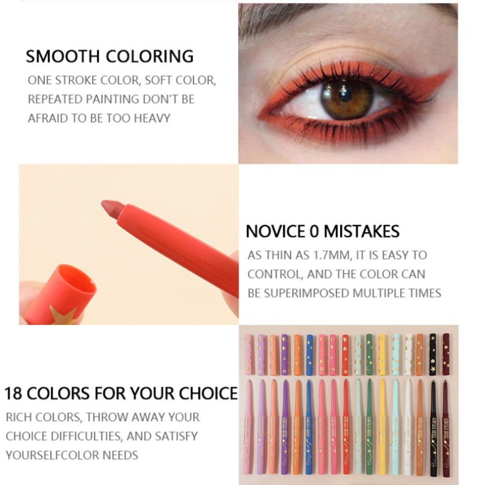 18 Colors of Smooth Eyeliner, Outline Charming Eye Makeup, Waterproof and Long-lasting, A Must-have for Women