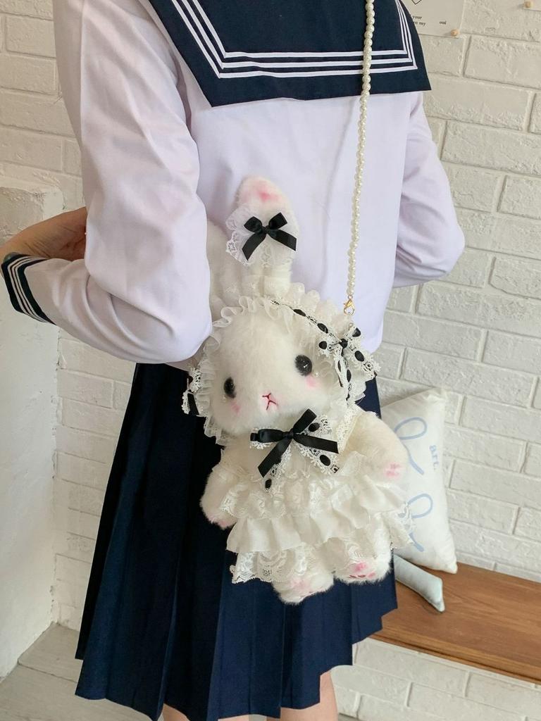 Lolita Plush Bunny Bag With Bow For Daily Use And Collectors Style