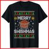 Merry Swishmas Ugly Christmas Basketball Christmas Black Cotton T-Shirt Unisex T-Shirt