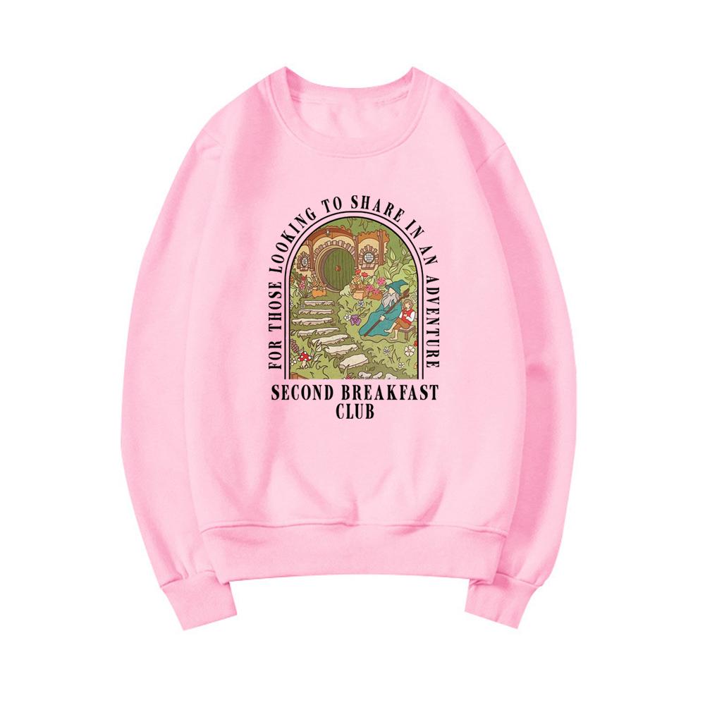Second Breakfast Club Sweatshirt Adventure Bookish Hoodie Fantasy Book Lover Tops Unisex Long Sleeve Sweatshirt Bookish Merch