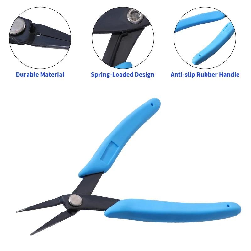 Needle Nose Pliers 5.7'' High Carbon Steel Tweezer Nose Pliers with Smooth Jaws Comfort Grip Handles for Jewelry Making
