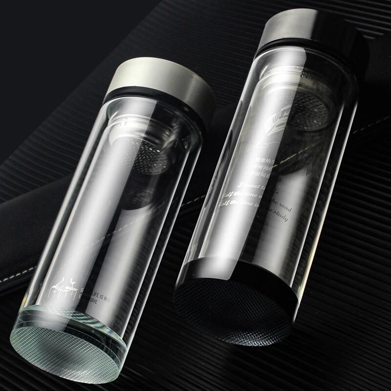 OLOEY Double-Layer Heat-Resistant Glass Mug with Filter