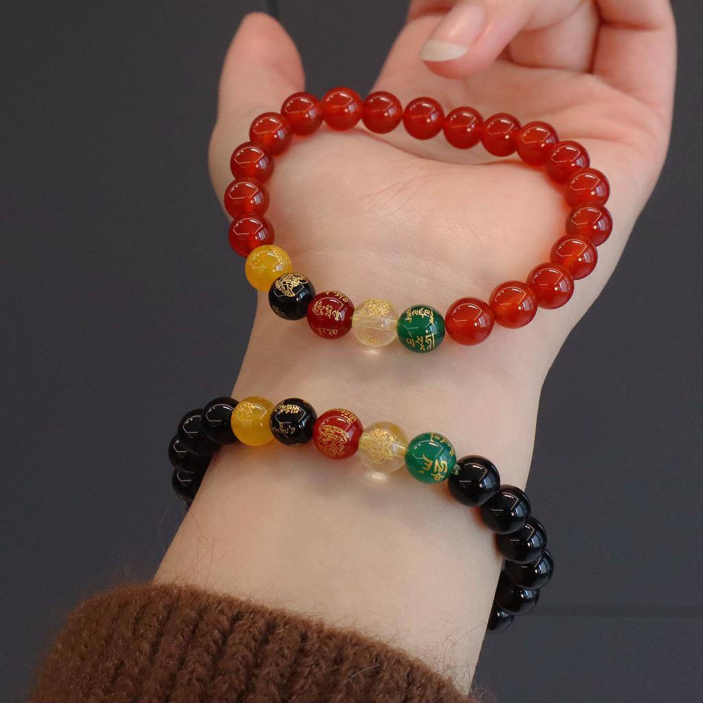 Natural black agate bracelet, red agate bracelet.fashion women daily jewelry gift
