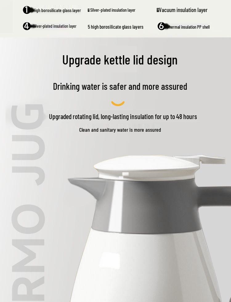 Large Capacity Press-Type Insulated Glass Liner Thermos Kettle