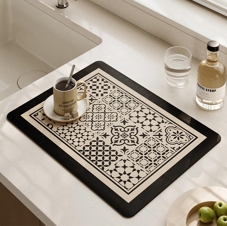 Trendy Kitchen Drying Mat Diatomaceous Earth Absorbent Soft Countertop Tea Mat Dish Heat Resistant Anti Scald Dry Placemat (as the picture,20x30cm)