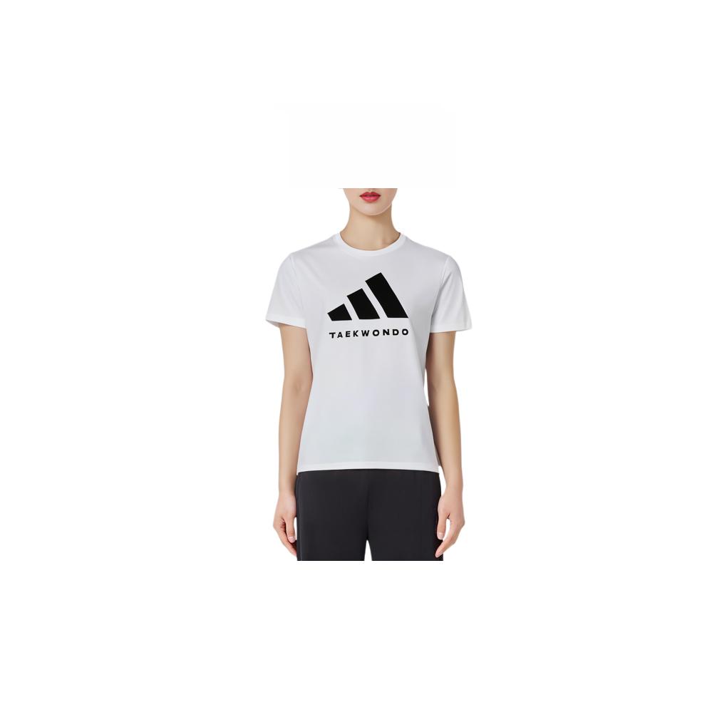 Adidas Classic Logo Print Comfortable Breathable Skin-Friendly Casual Knit Crew Neck Short Sleeve T-Shirt Unisex Tops White Black ADICLTS24TK-WB