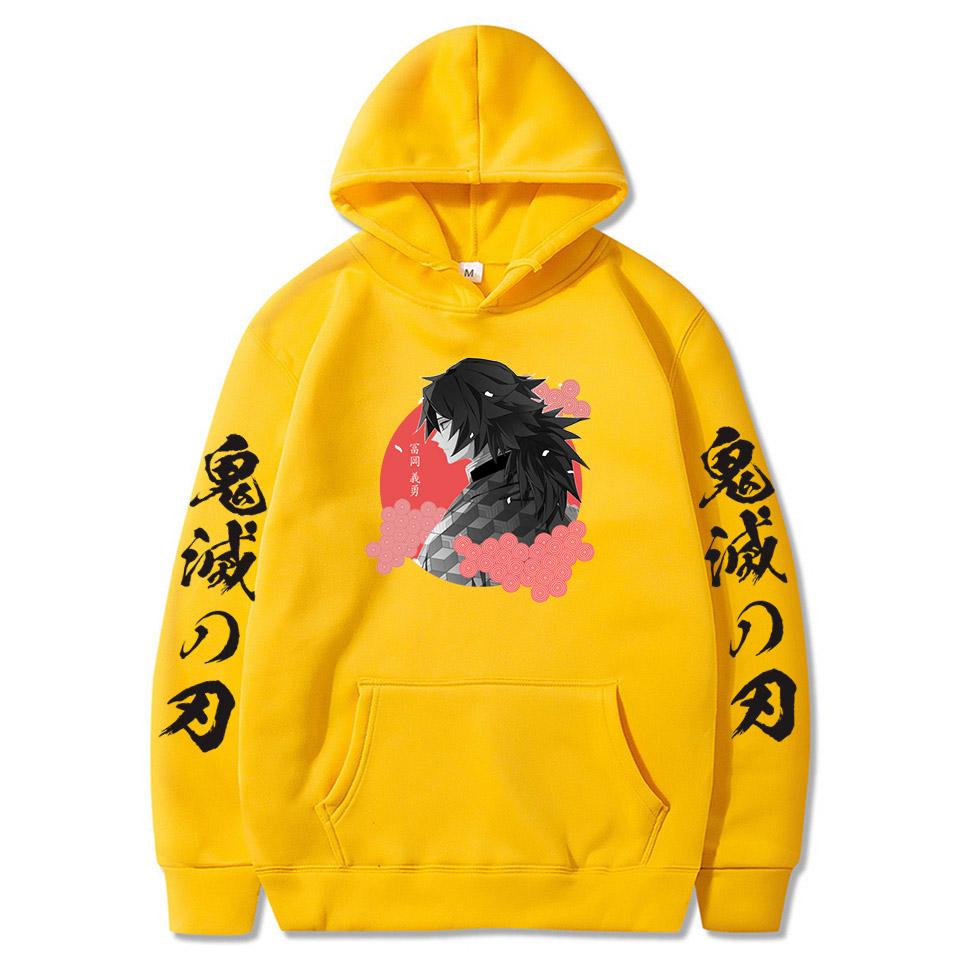 

Tomioka Giyuu Demon Slayer Аниме толстовки с капюшоном Пуловеры Мужские Женские топы с длинным рукавом Harajuku Kawaii Graphics Зимние теплые свитшоты 4XL жёлтый