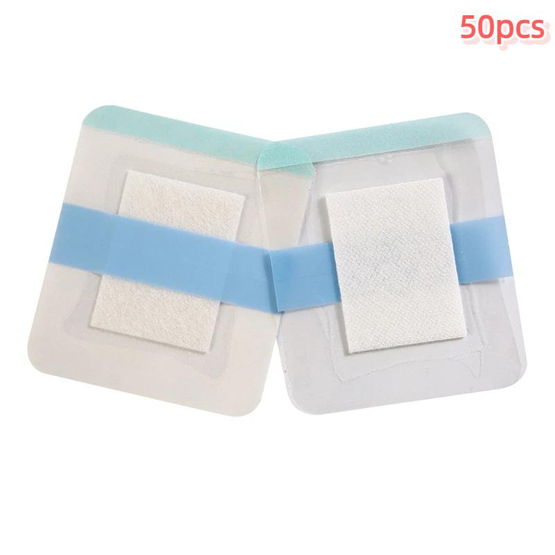 50Pcs Wound Bandage Waterproof Dressing Patches No Residue With Transparent Fixation Film