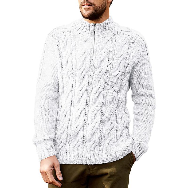 Winter Sweater Men's New Solid Color Half-high Neck Long Sleeve Knit