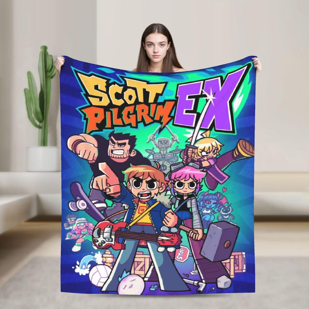Indie Film Character Scott Pilgrim Blankets Soft Plush Throw Blanket For Home Decor Airplane Travel Flannel Bedspread Bed Cover