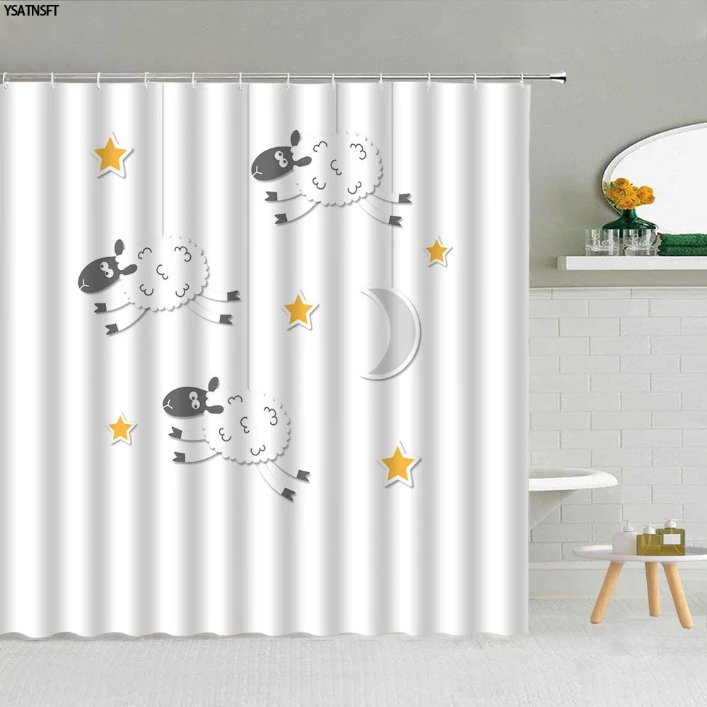 Simple Black White Raindrop Shower Curtain Geometry Water Droplets Pattern Polyester Fabric Bathroom Hanging Curtains Home Decor