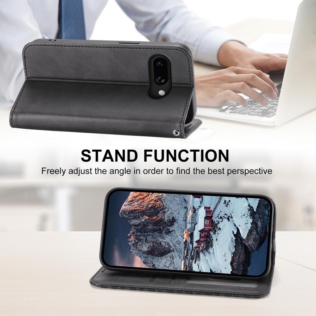 For Google Pixel 9a Case Calf Texture PU Leather Phone Cover with Wallet