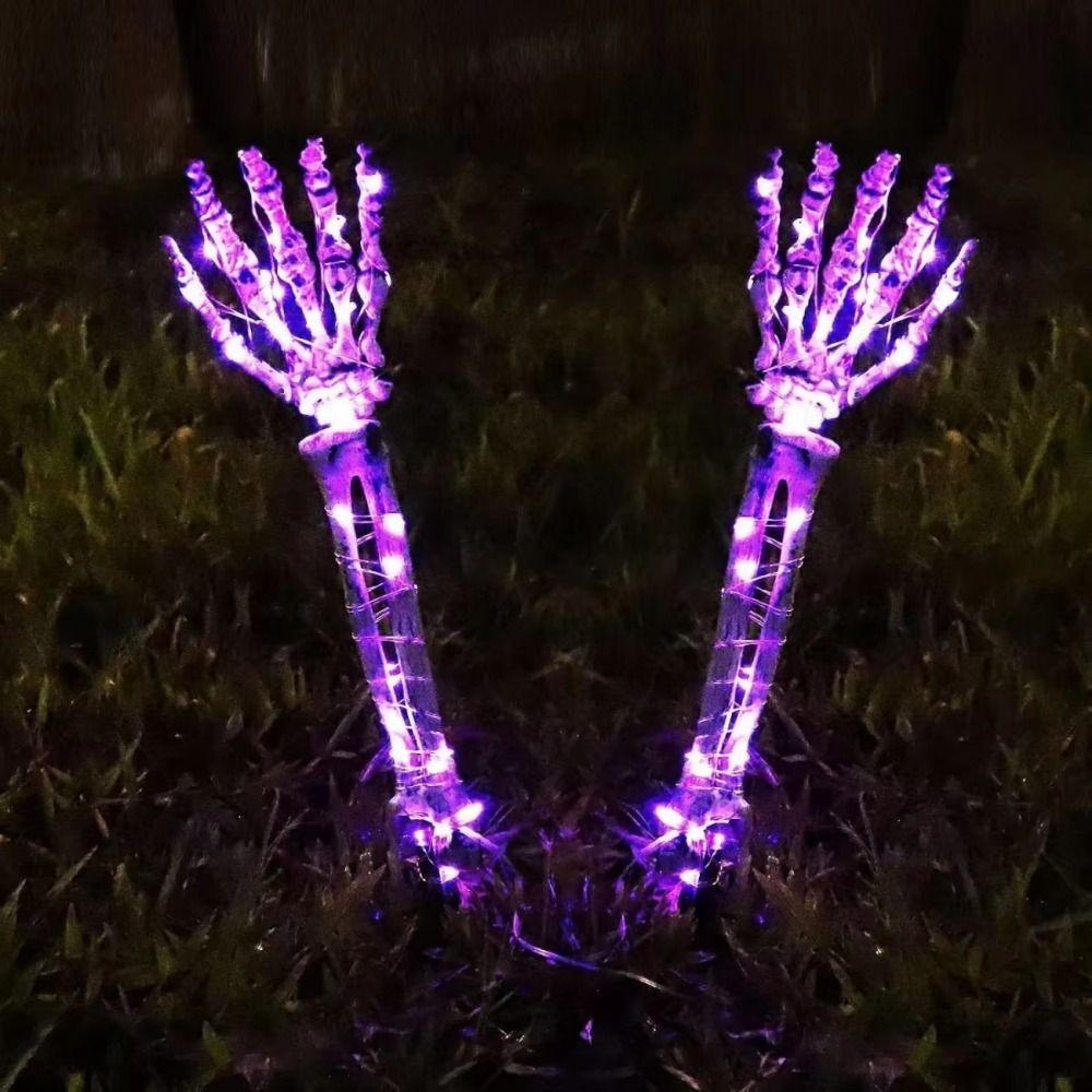 Exquisite Lighted Skeleton Hand Props LED Handmade Ghost Skeleton Hand Lamp Weatherproof Realistic Glowing Skeleton Hand
