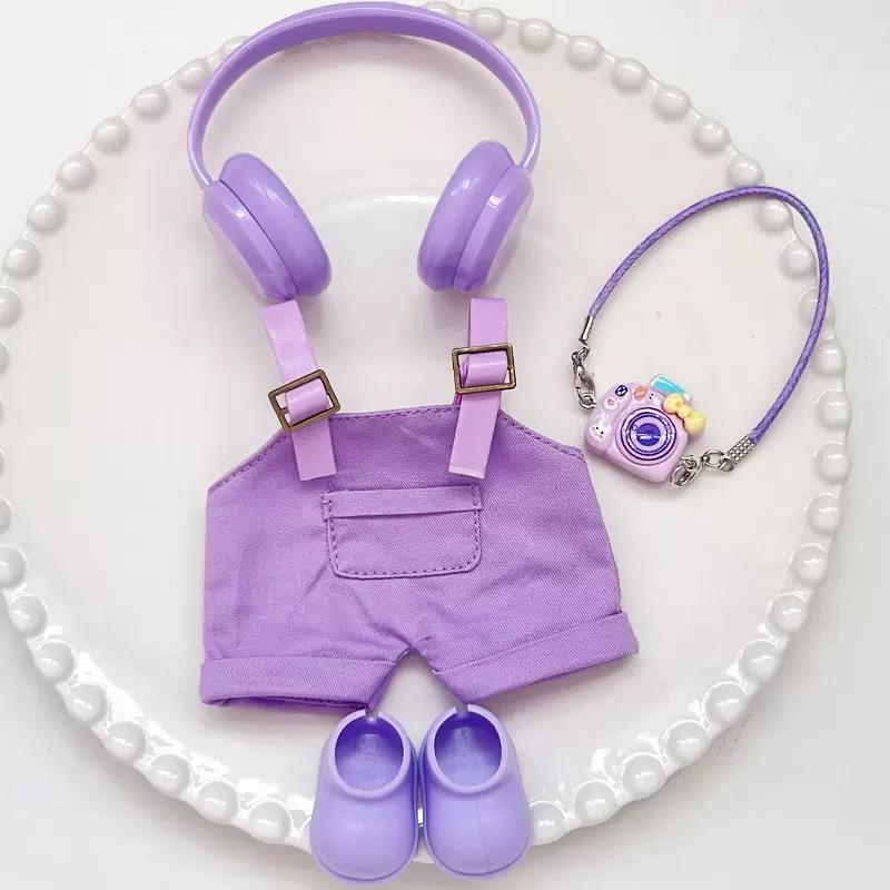 Для Labubu набор одежды включает наушники пояс брюки и аксессуары for 17cm Labubu Doll
