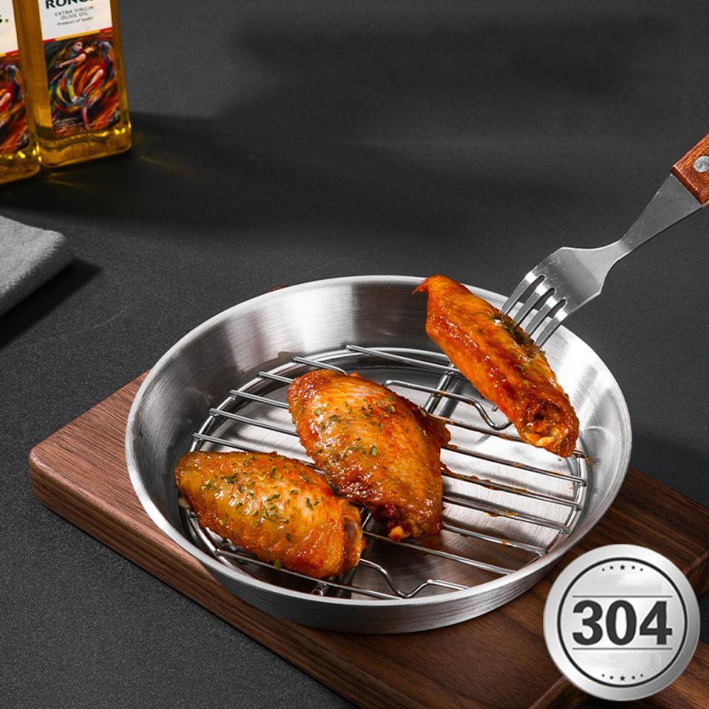 Non-stick Circular Drain Pan 304 Stainless Steel Air Fry Basket Air Fryer Baking Tray  Barbecue