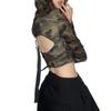 Felpe con cappuccio da donna Camicia con stampa mimetica Camicetta a maniche lunghe Camicetta corta Felpa casual