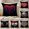 Cool Skull Heart Cushion Cover Silky Short Plush Double-Sided Printed Pillow Case for Sofa All Seasons Home Decor Gift