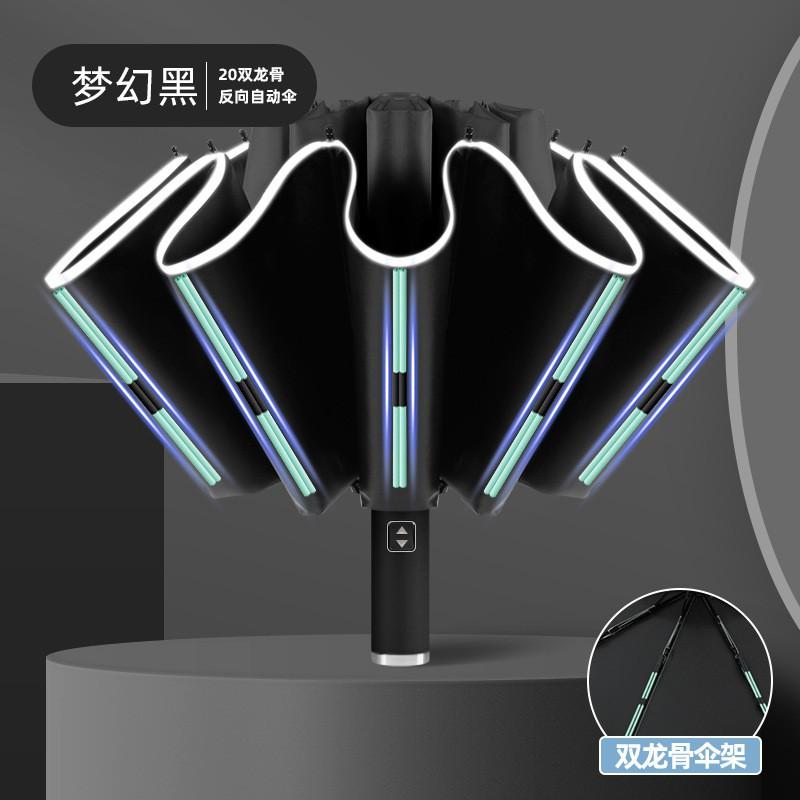 Automatic Open Close Umbrella Men Women - Large 20-Rib Reverse Folding Sun Rain With UPF 50 UV Protection 3-Fold Compact