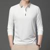 Men S Long Sleeve Polo T Shirt Waffle Texture Casual Middle Age Turn Down Collar